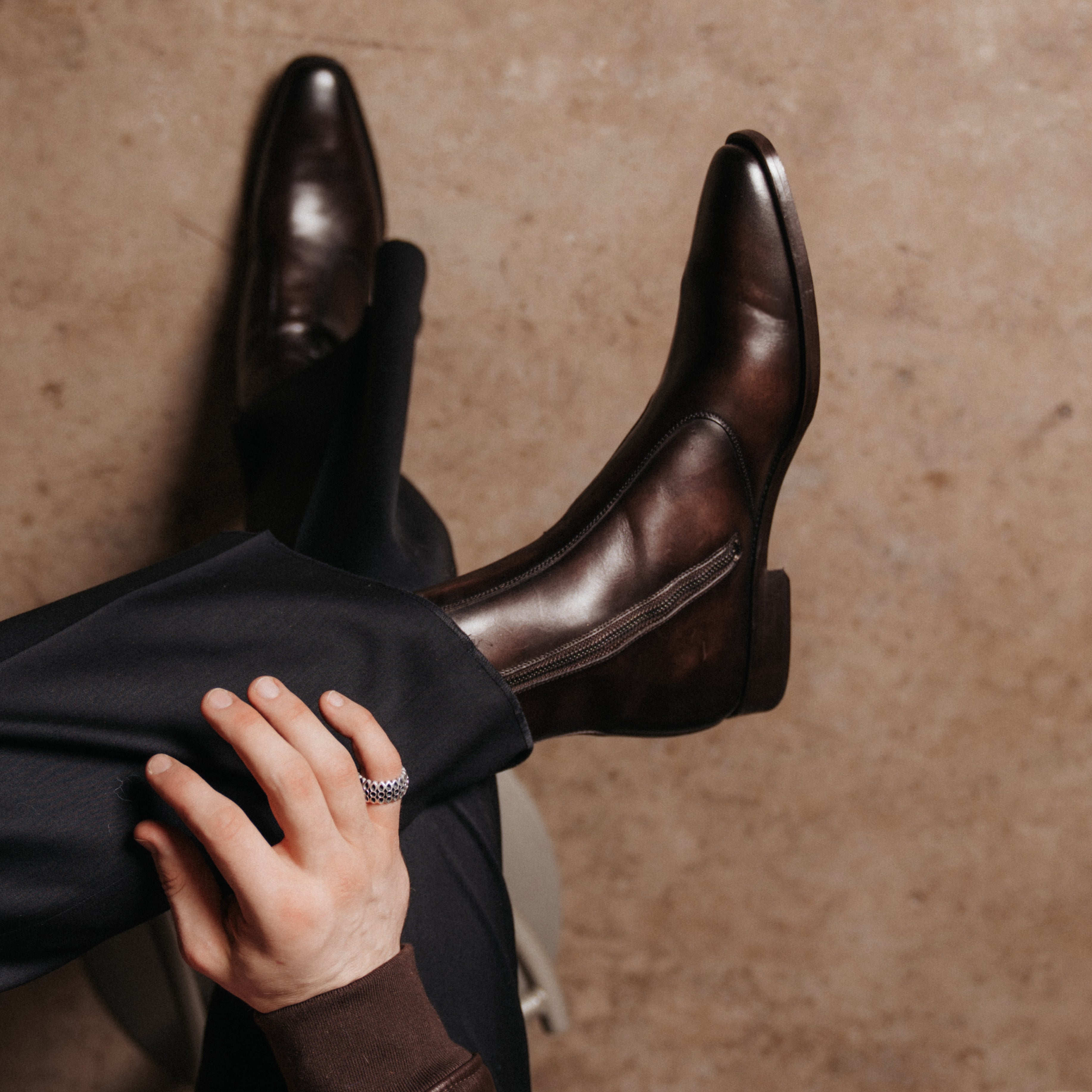 THE FRONTIER | Men's Brown Burnished Leather High Ankle Sidezip Boot