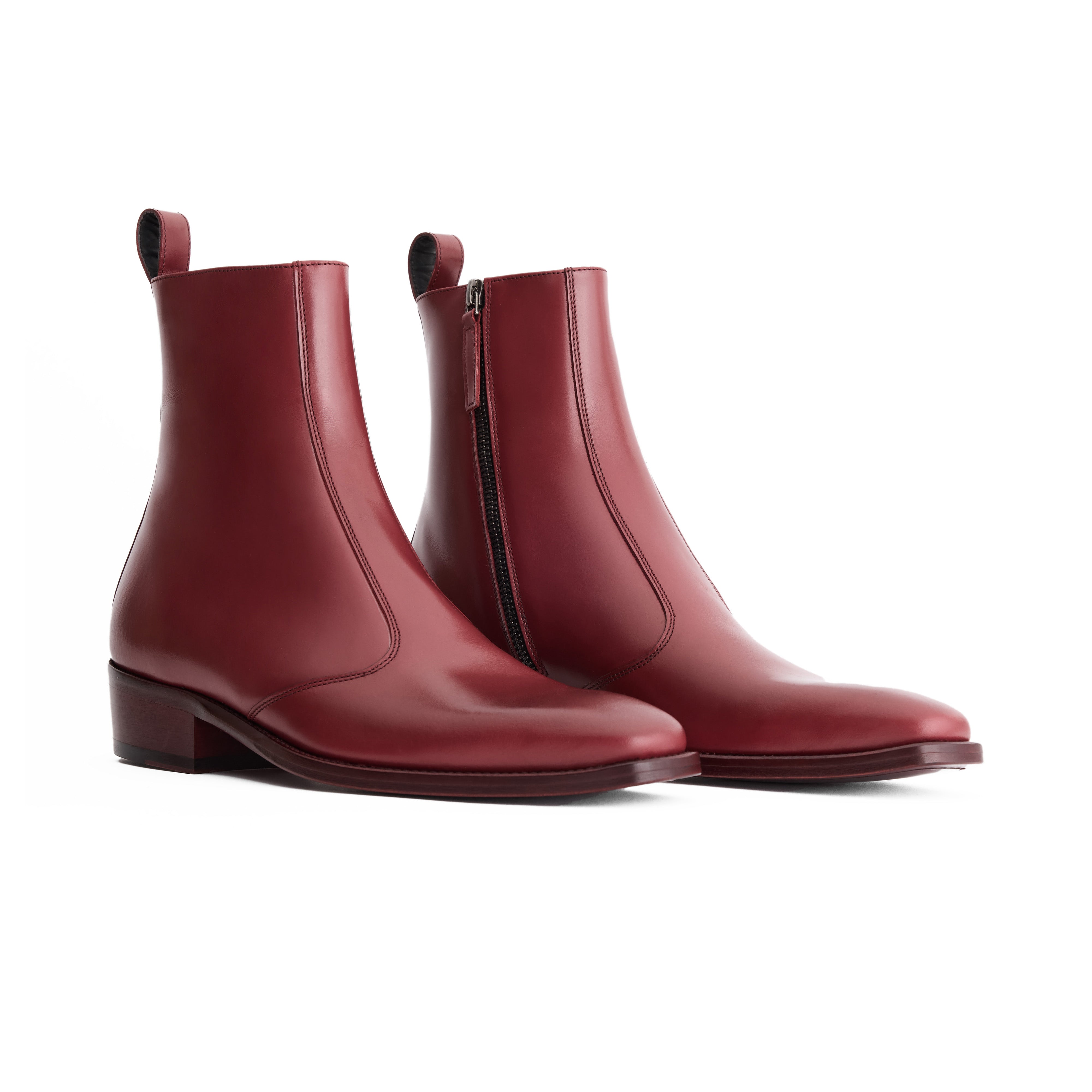 THE VALENTINO | Men's Red Leather High Ankle Sidezip Boot