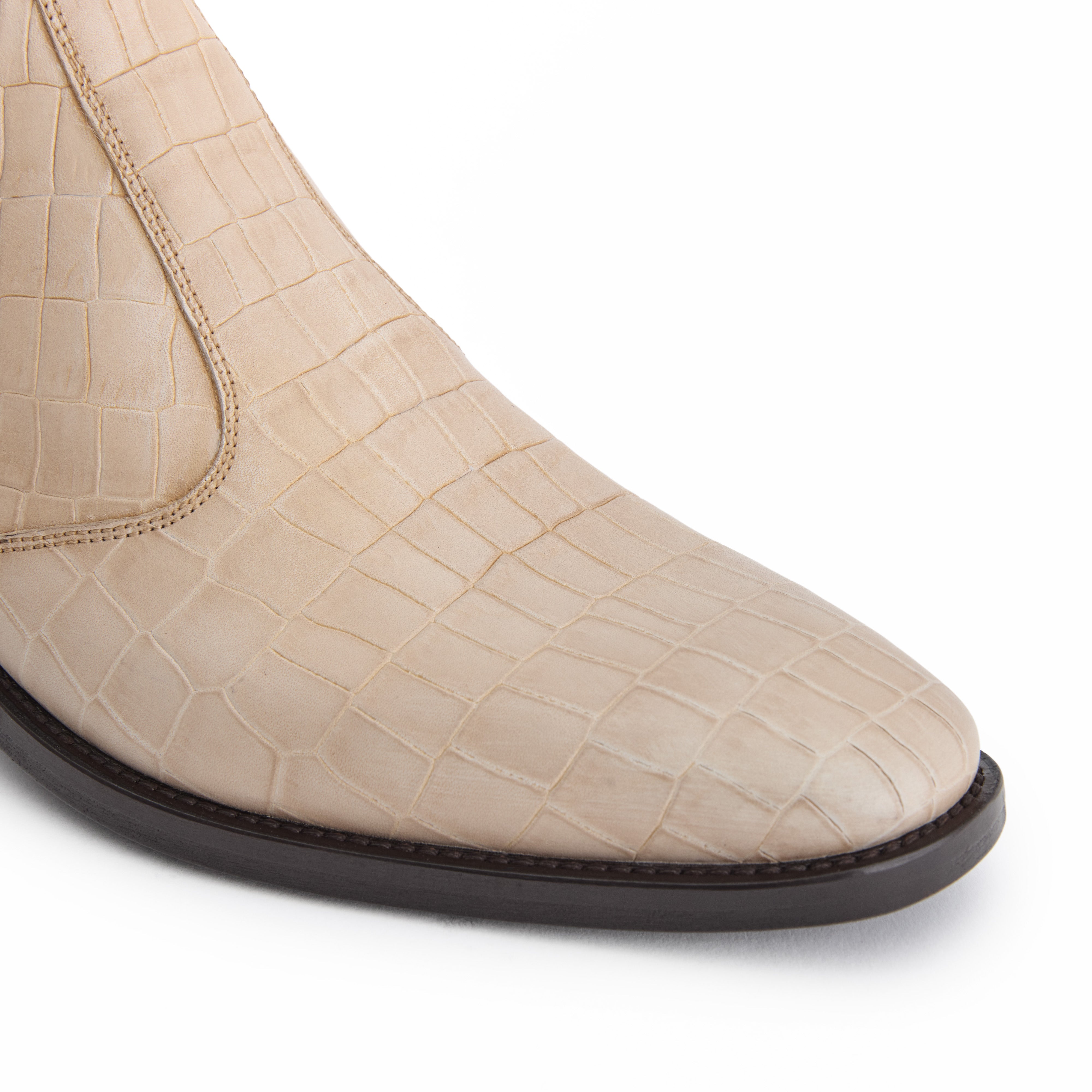 THE CAIRO | Men's Beige Faux Croco Leather High Ankle Sidezip Boot
