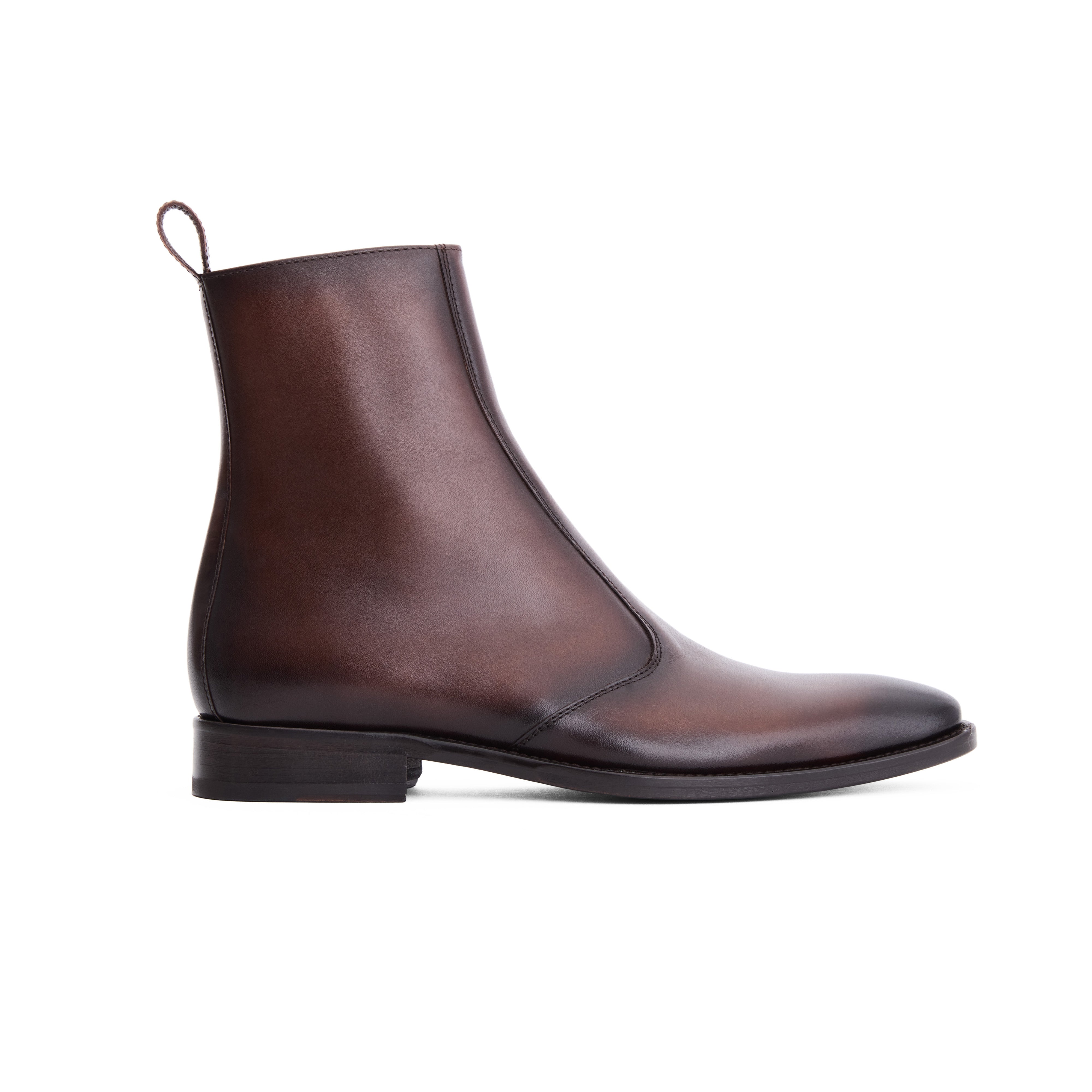 THE FRONTIER | Men's Brown Burnished Leather High Ankle Sidezip Boot